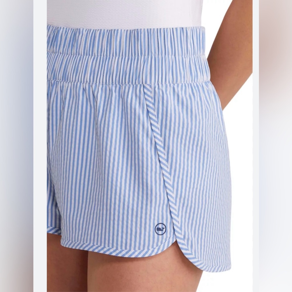Vineyard Vines Light Blue & White Striped Athletic Shorts